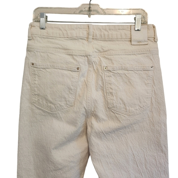 EUC ZARA CREAM HIGH RISE RAW HEM JEANS SIZE 8 - Picture 4 of 8